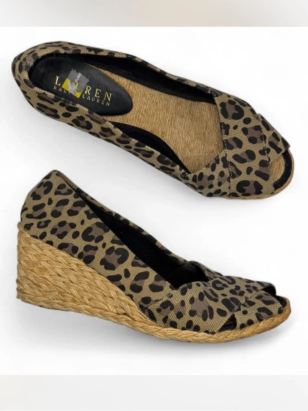 Lauren Ralph Lauren Cecilia leopard-print peep-toe wedge